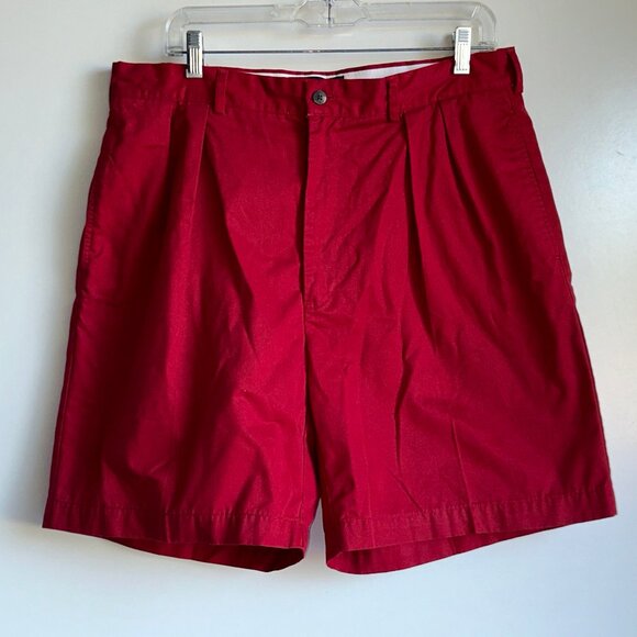 Polo Ralph Lauren Other - Vtg POLO GOLF Ralph Lauren Pleated Red Poly Cotton Shorts Mens Size 36